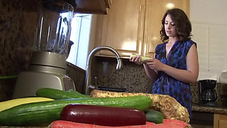 Cucumber, Vacuum and Raw Fucking - Horny Slut Takes Everything!