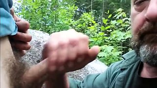 Older Man Sucks Young Cock Outdoors