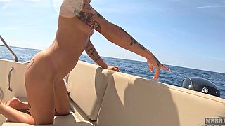 Nude Skinny Dipping in the Open Sea