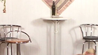 Blonde German Cougar Housewife with Big Tits Rides Thick Dick