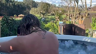 Outdoor Sex with a Hot Blonde MILF in a Hot Tub - Jacuzzi