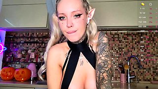 Horny big boobed fat chubby busty blonde