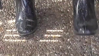 With Rubber Boots Outdoors