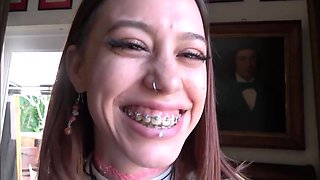 Sensual brunette shares passionate lesbian blowjob moments