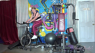 Auntjudys - 71yo Busty Blonde GILF Elle Works up a Sweat at the Gym