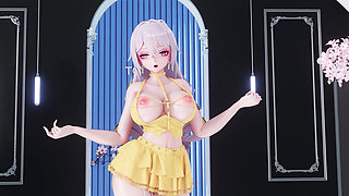 Big Duck Duck Hot-pink Chest Tight Miniskirt Suspender Fishnet White Silk