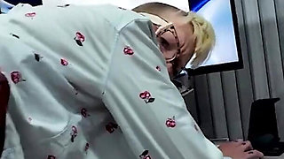 Office Slut Persuades Boss to Watch Her Wank