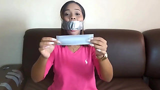 Duct Tape Cleave Gagged Beauty Has Sensitive Gag Reflex!