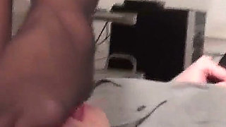 Good boy loves sucking those toes in the nylon