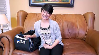 Shaved pussy, cum swallowing, bi-racial