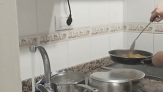 Step Daughter Cooks Dinner with Step Dad, Things Get Saucy and Start to Sizzle in the Kitchen