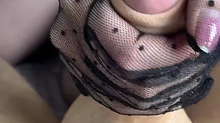 MILF in Short Skirt Masturbates with Nylon Gloves