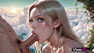 Blonde Hottie Spread in Petals, Fucked Deep and Cum Soaked AI Generated