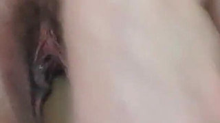Hairy Pussy Dildo Masturbation with Pissing