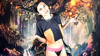 Naiades Aqua models a lace thong in her sexy try-on haul