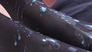 Nylons Footjob, Massive Load of Cum on Nylon Feet
