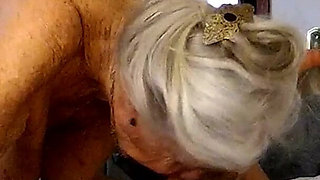 Aunty Ann Gets on Knees and Gives Great Head and Hand Shows Sexy Feet