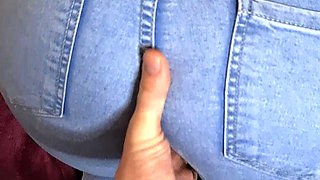 Hot Wife Gets Fucked Doggystyle in Tight Jeans & Takes a Cumshot on Her Ass
