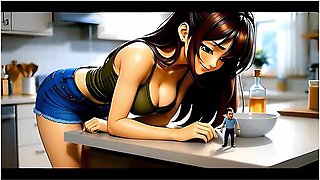 Tiny Man In Kitchen - Ai Giantess Vore