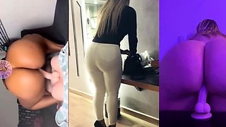 Natural babe brunette with sexy black lingerie masturbates