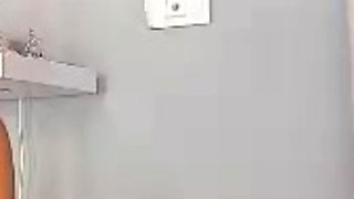 Big tit shemale jerks her long cock