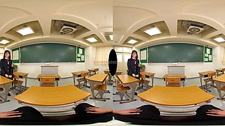 Passionate Japanese student entices viewer in steamy VR school fantasy