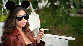 Sensual Russian Angel Smoking Cigarette in Sunlight