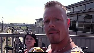 Amateur cougar gives bowjob and handjob