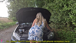 Stranger Caught Girl with Car Breakdown and Helps with Car Repairs for an Ass Fuck