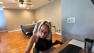 Horny busty blonde babe with big boobs