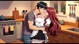 Stepmom teach stepson a special recipy in sexy style in kitchen