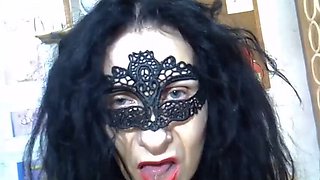 Italian amateur girl opens her pussy and masturbates with a black dildo - dirty talk solo