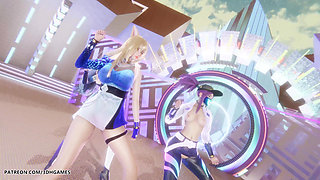 Mmd Kpop Demon Hunters - Huntrx - Golden Ahri Akali Kaisa Sexy Striptease League of Legends Hentai Uncensored 4K 60fps