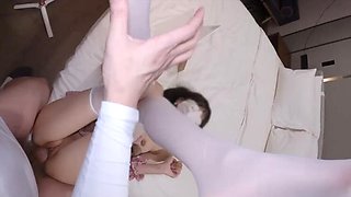 Thick male organ thrusts into petite pussy! Adorable white tiger in plush dress! Gorgeous white silk-clad feet!
