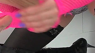 Hot Blonde Pornstar Lexi Lou Sucks off Two Cocks in the Glory Hole and Lets Them Cum Over Her Panties