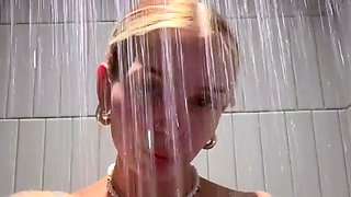Babyfooji Strips And Masturbates With Dildo In The Shower