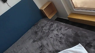 Candie Luciani POV Nude Massage in Pink Underwear Black Bed