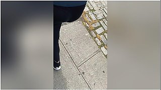 Wife In Transparent Spandex With Visible Peach Panties