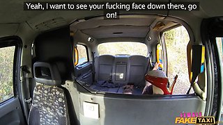 Female faux cab - busty passenger cancels appointment for lesbian cunny have fun