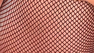 Black Fishnets & Pink Crotchless Pantyhose