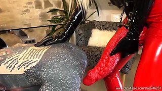 Goddess Slavena - Mistress Iside Pegged With XXL Rubber