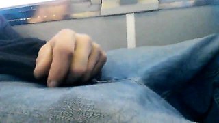 Str8 Big-Cock Hunk Strokes on the Bus