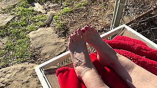 Fan Request Granny Naked in Sun Shows Dirty Rough Soles & Toes GILF
