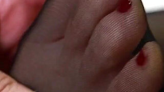 Black Stocking Tease - Slow Footplay in Sheer Nylons