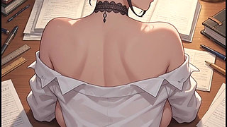 Sexy Tutor Anime Woman Studying Horny