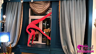 Stretching Flexibily on Hotel Bed