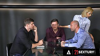 21 SEXTURY - Sexy Secretary Veronica Leal Gets Fucked Hard DP By Three Colleagues