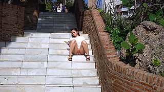 Sexy brunette teen outdoor masturbation