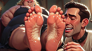 Submissive Guy Devoted to Sweaty Feet of Huge BBW