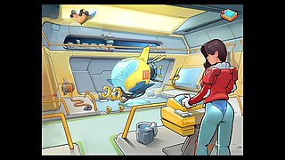 Busty blonde android enjoys some sauna fun in space rescue